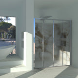 Shower Enclosure in Niche DALIA N.2FS Central opening with 4 doors - Tempered C Printed Glass 4 mm Polished Silver Profile