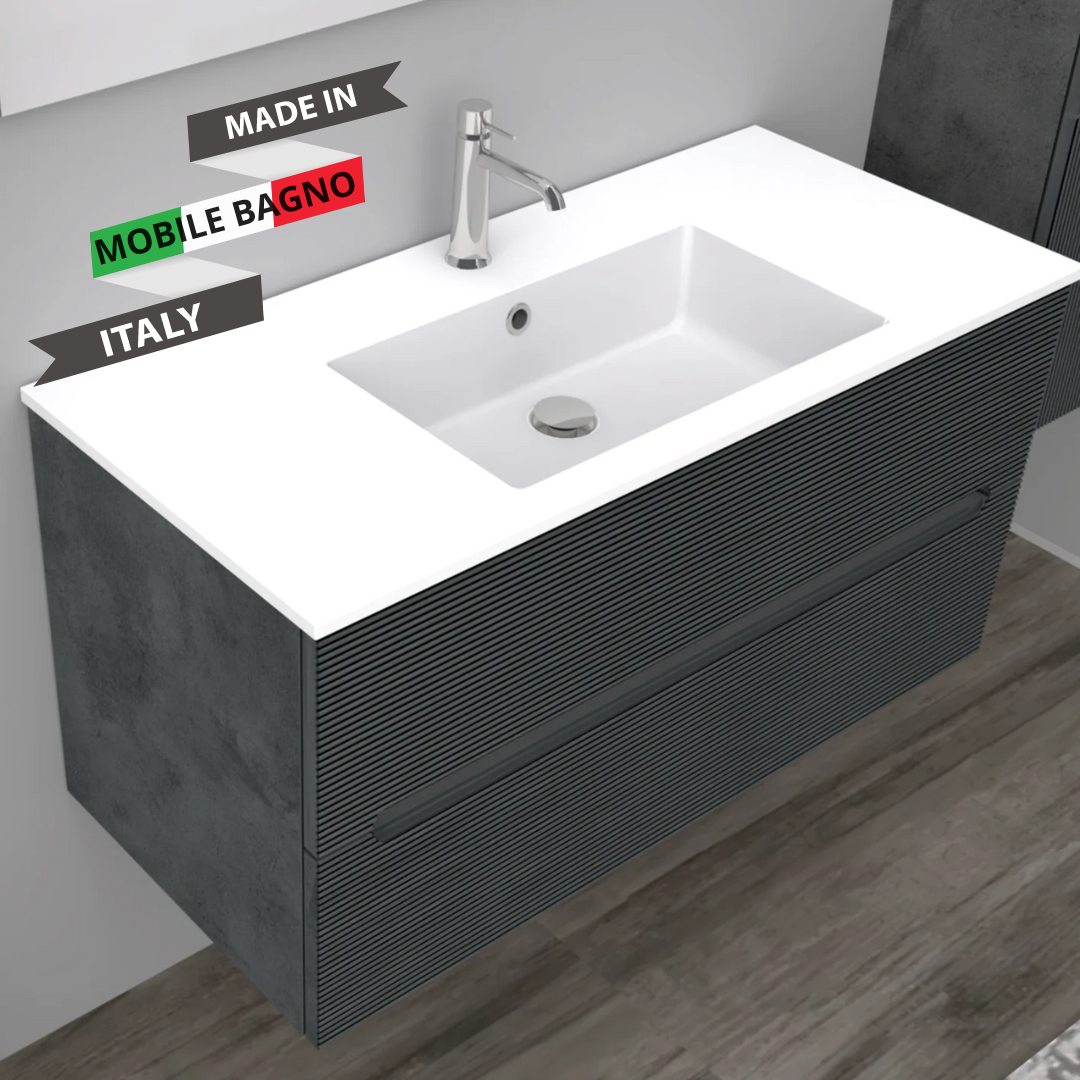 Mobile da Bagno Rigo cm. 100 x 45 x 50 - LE GRIGIO LAVA