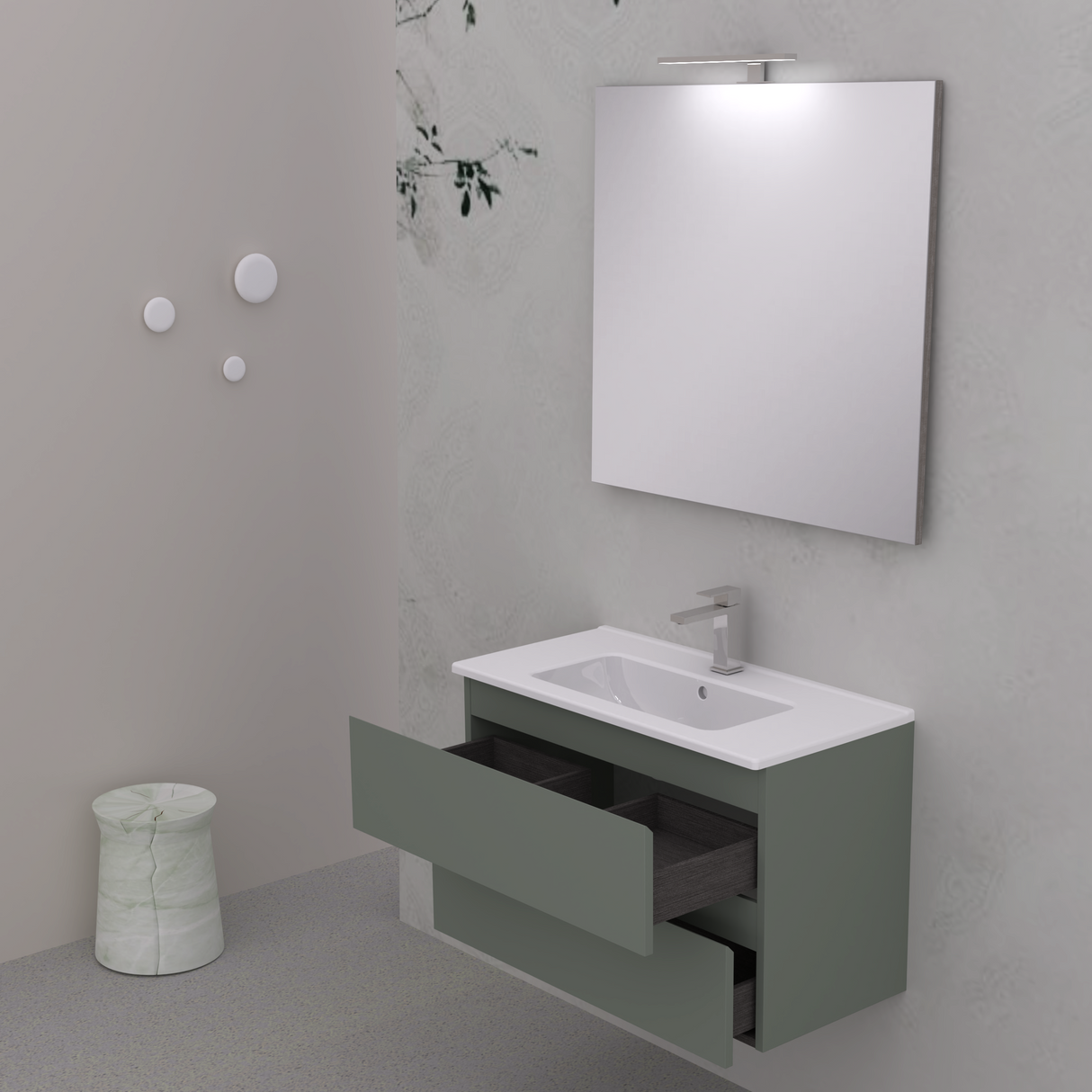 Allegra Bathroom Cabinet 2 Drawers - LE VERDE SALVIA