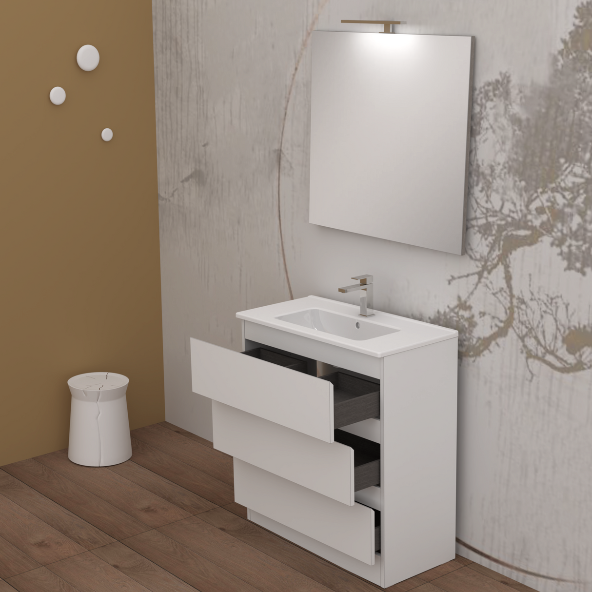 Allegra 3-drawer bathroom cabinet - LE SNOW WHITE