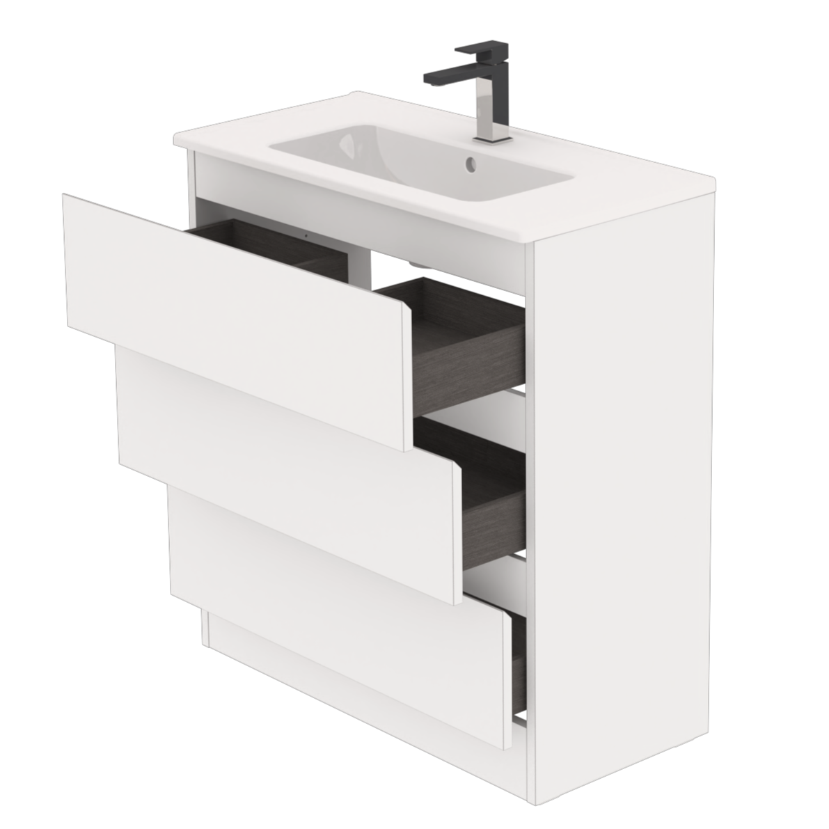 Allegra 3-drawer bathroom cabinet - LE SNOW WHITE