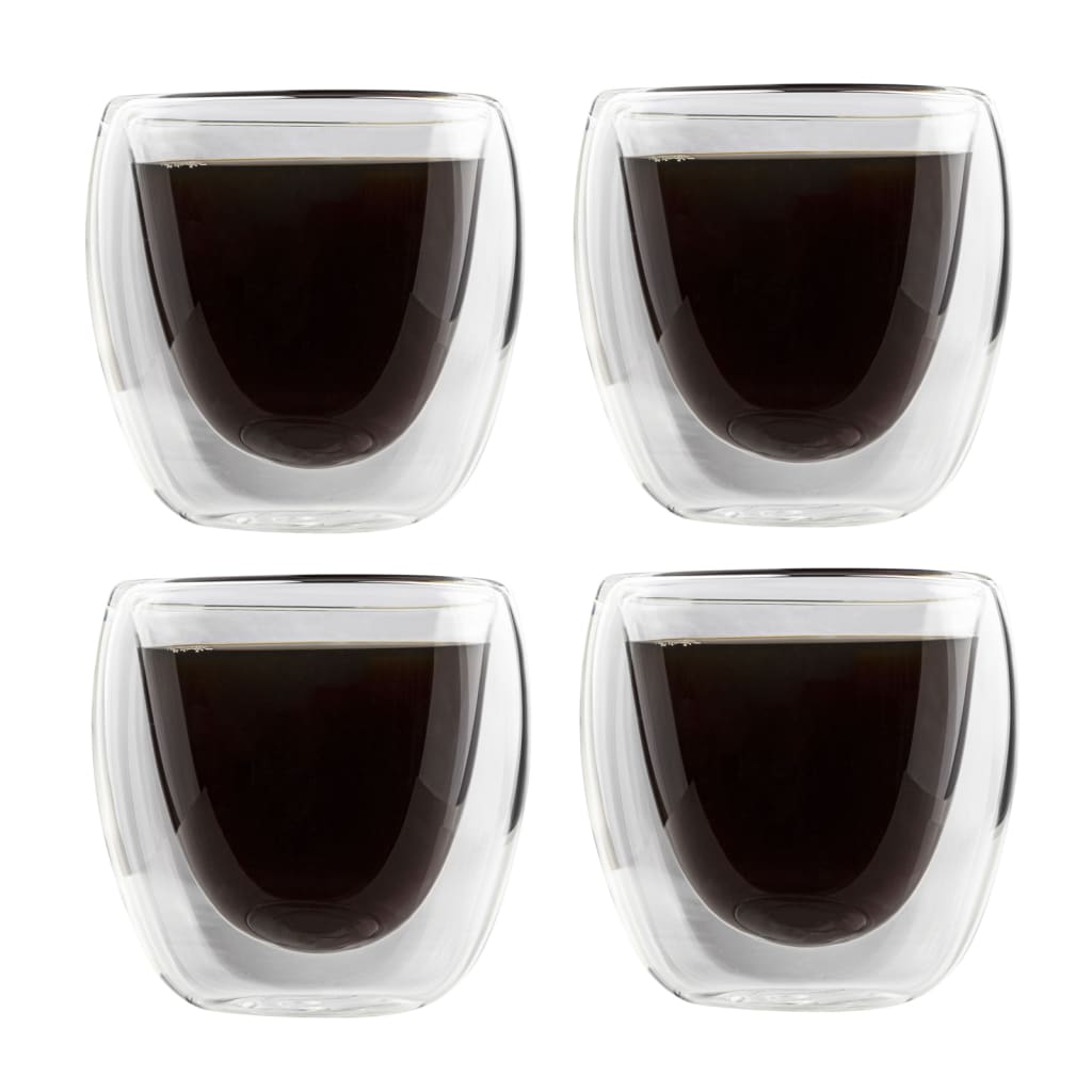 HI Tazze per Espresso a Doppia Parete 4pz 80 ml Trasparenti