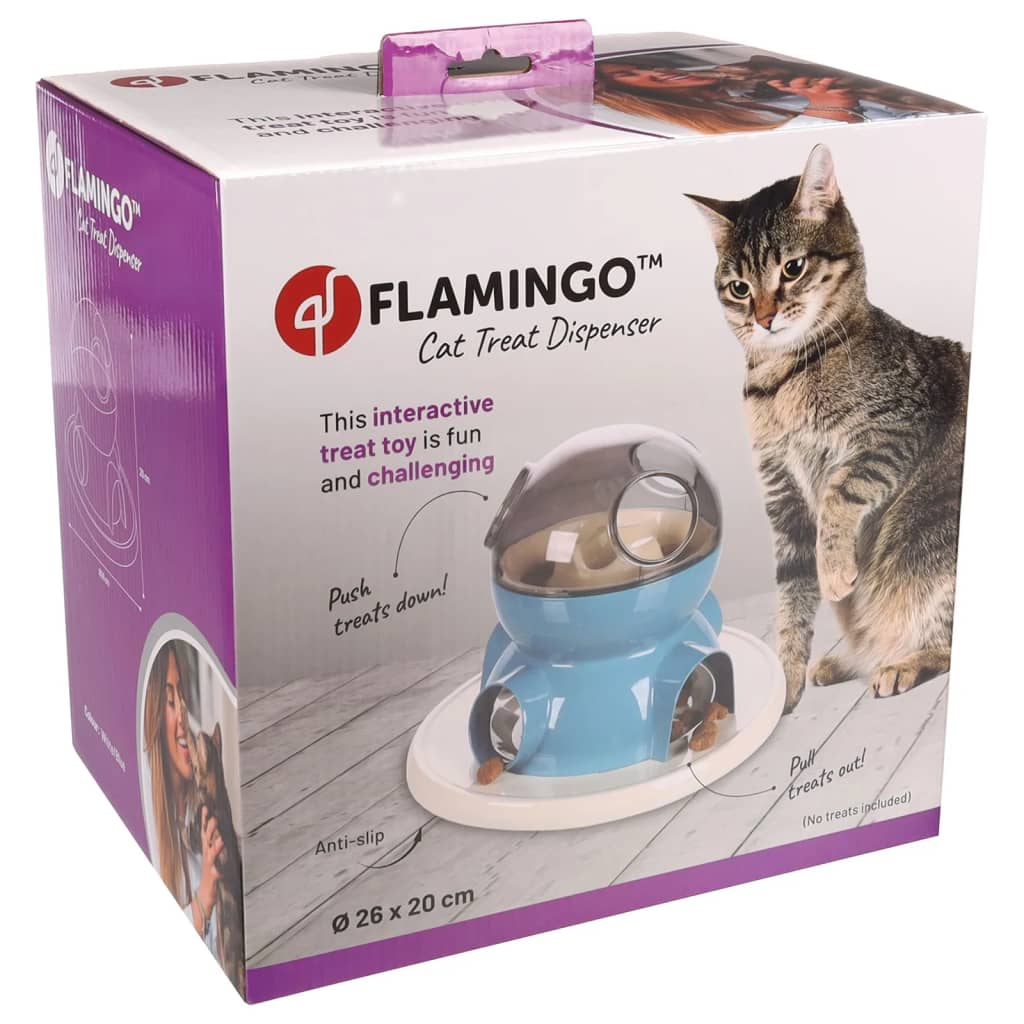FLAMINGO White and Blue Diso Cat Toy Treat Dispenser