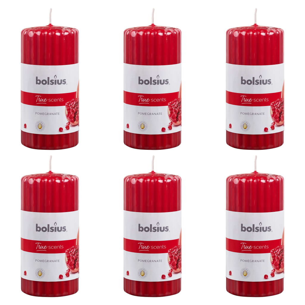 Bolsius Candele Profumate Rigate 6 pz 120x58 mm Melograno