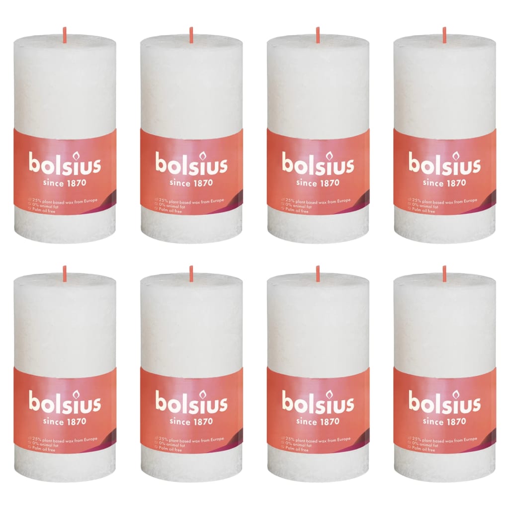 Bolsius Candele Rustiche a Colonna Shine 8 pz 100x50 mm Perla