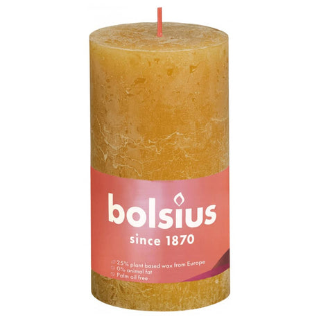 Bolsius Candele Rustiche Colonna Shine 4 pz 130x68 mm Giallo Favo