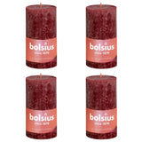 Bolsius Candele Rustiche a Colonna Shine 4 pz 130x68mm Rosso Vellutato