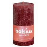 Bolsius Candele Rustiche a Colonna Shine 4 pz 130x68mm Rosso Vellutato