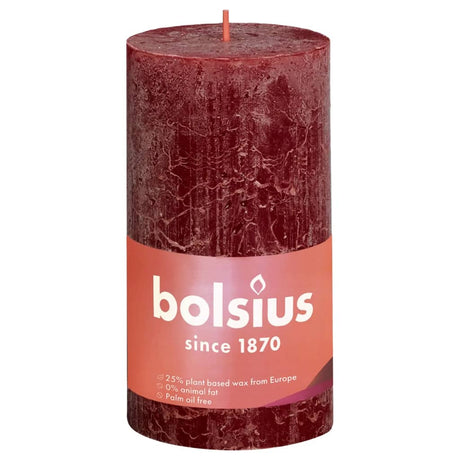 Bolsius Candele Rustiche a Colonna Shine 4 pz 130x68mm Rosso Vellutato