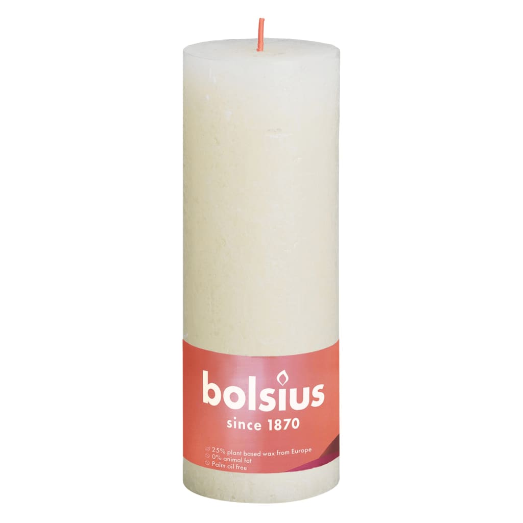 Bolsius Candele Rustiche a Colonna Shine 4 pz 190x68 mm Perla Delicato