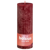 Bolsius Candele Rustiche a Colonna Shine 4 pz 190x68mm Rosso Vellutato