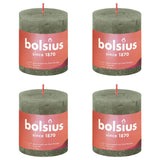 Bolsius Candele Rustiche a Colonna 4 pz 80x68 mm Verde Oliva