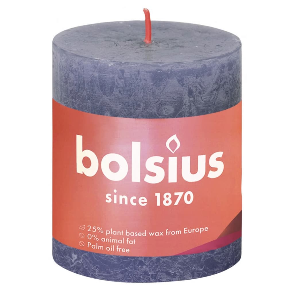 Bolsius Candele Rustiche a Colonna Shine 4 pz 80x68 mm Blu Crepuscolo