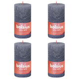 Bolsius Candele Rustiche a Colonna Shine 4 pz 130x68 mm Blu Crepuscolo