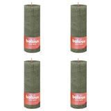 Bolsius Candele Rustiche a Colonna 4 pz 130x68 mm Verde Oliva