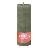 Bolsius Candele Rustiche a Colonna 4 pz 130x68 mm Verde Oliva