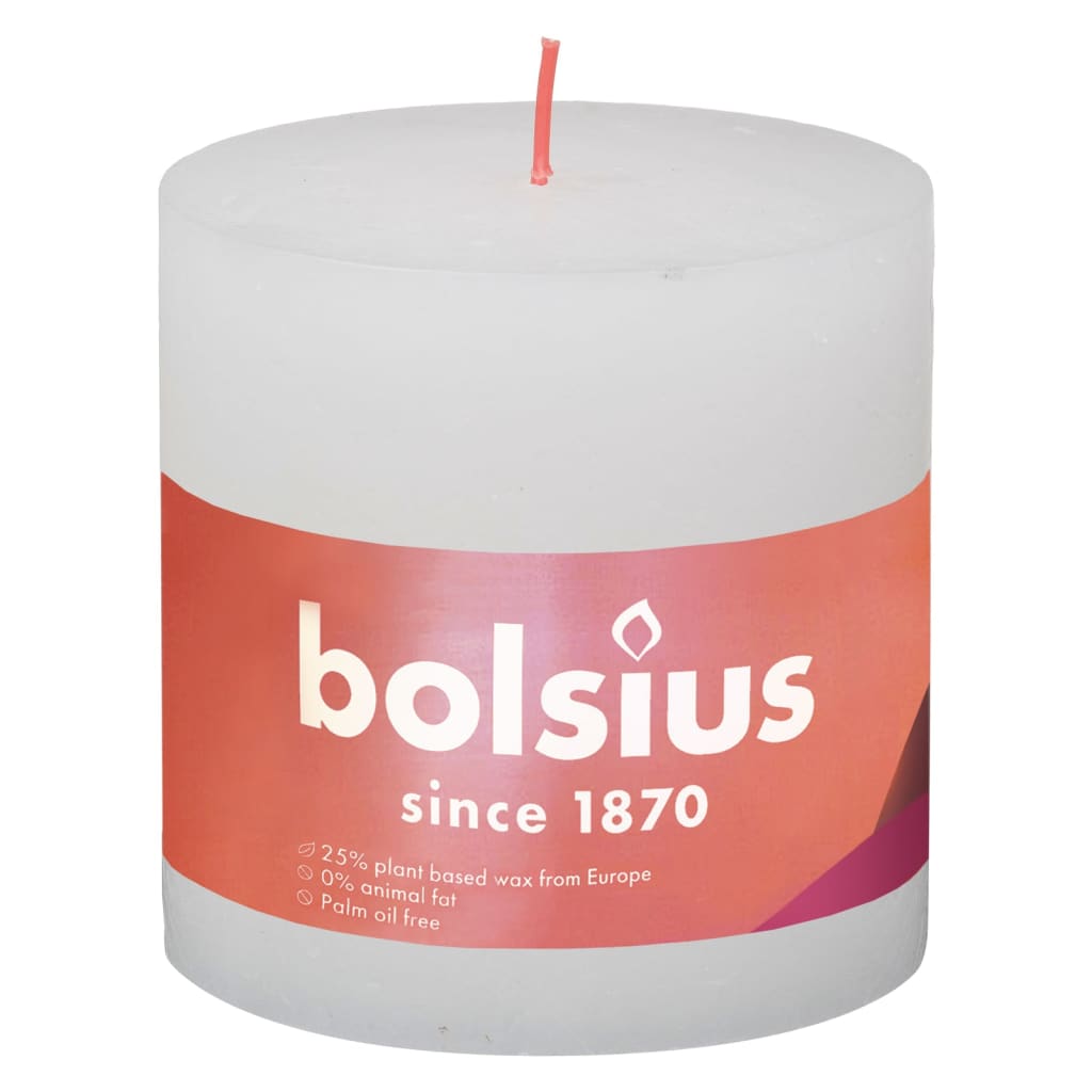 Bolsius Candele Rustiche a Colonna Shine 3 pz 100x100 mm Bianco Nuvola