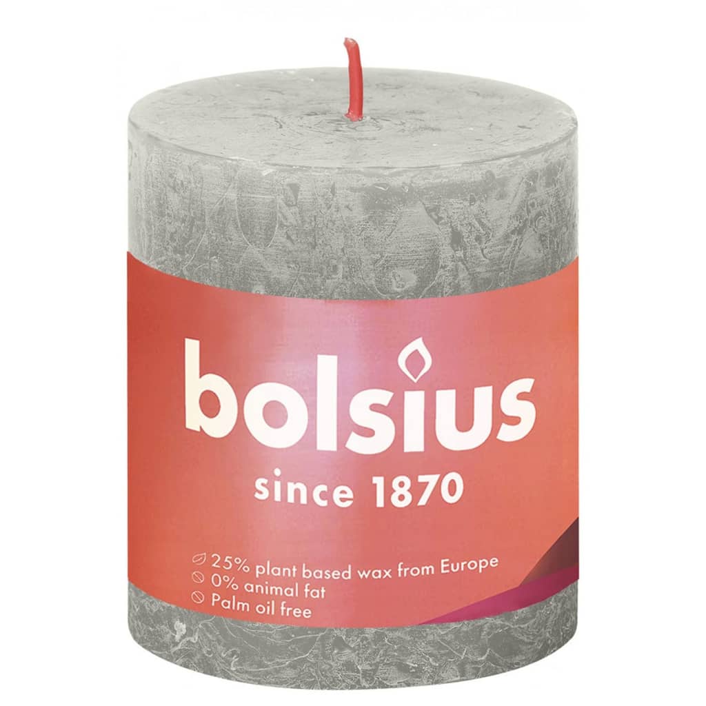 Bolsius Candele Rustiche Colonna Shine 4 pz 80x68 mm Grigio Sabbia