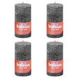 Bolsius Candele Rustiche Colonna Shine 4 pz 130x68 mm Grigio Tempesta