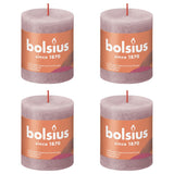 Bolsius Candele Rustiche a Colonna Shine 4 pz 80x68 mm Rosa Cenere