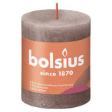 Bolsius Candele Rustiche a Colonna Shine 4 pz 80x68 mm Rosa Nebbia