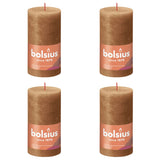 Bolsius Candele Rustiche a Colonna Shine 4pz 130x68mm Marrone Speziato