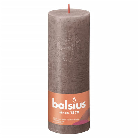 Bolsius Candele Rustiche a Colonna Shine 4 pz 190x68mm Tortora Rustico