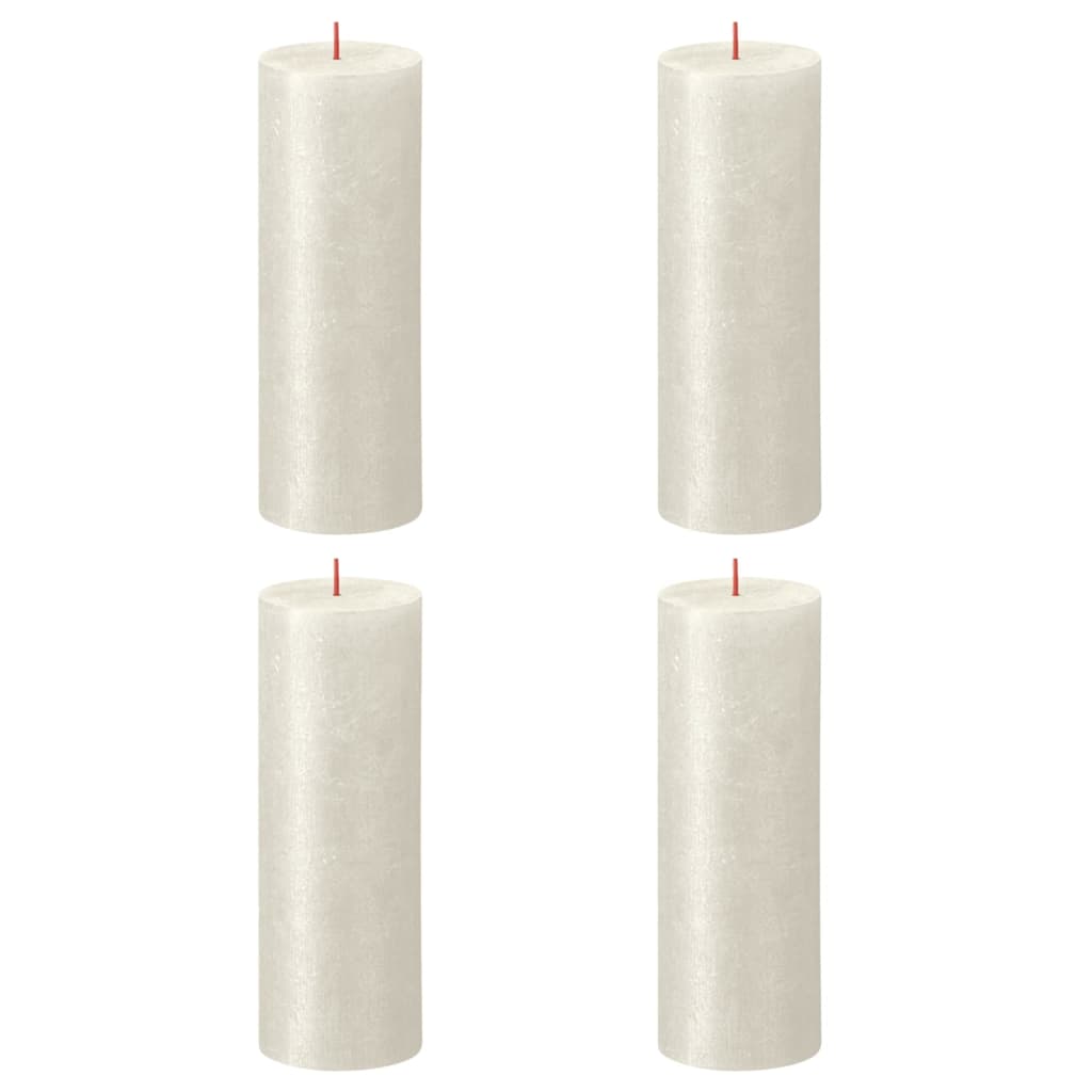 Bolsius Candele Pilastro Rustiche Shimmer 4 pz 190x68 mm Avorio