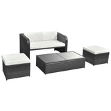 Set Divani da Giardino 4 pz con Cuscini in Polyrattan Nero