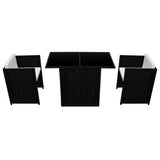 Set da Bistrot 3 pz con Cuscini in Polyrattan Nero