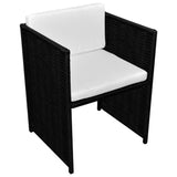 Set da Bistrot 3 pz con Cuscini in Polyrattan Nero