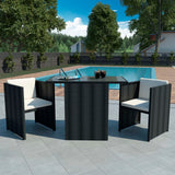 Set da Bistrot 3 pz con Cuscini in Polyrattan Nero