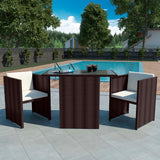 Set da Bistrot 3 pz con Cuscini in Polyrattan Marrone