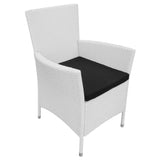 Set da Pranzo da Giardino 9 pz in Polyrattan Bianco Crema