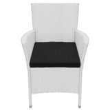 Set da Pranzo da Giardino 9 pz in Polyrattan Bianco Crema