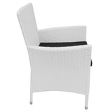 Set da Pranzo da Giardino 9 pz in Polyrattan Bianco Crema