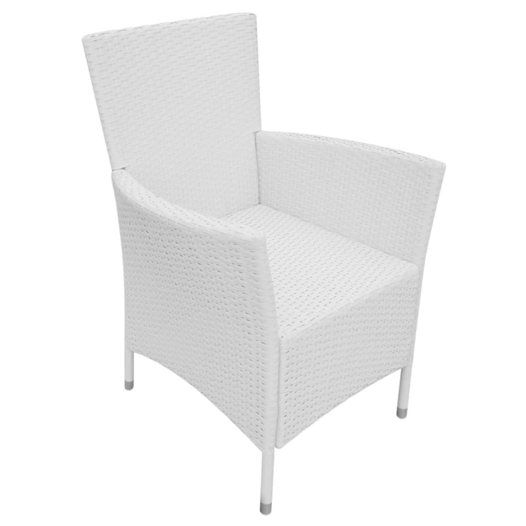 Set da Pranzo da Giardino 9 pz in Polyrattan Bianco Crema