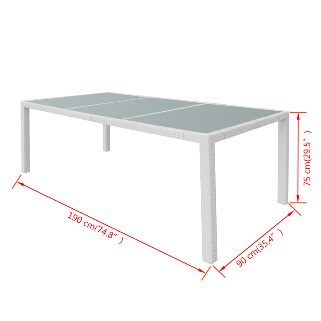 Set da Pranzo da Giardino 9 pz in Polyrattan Bianco Crema