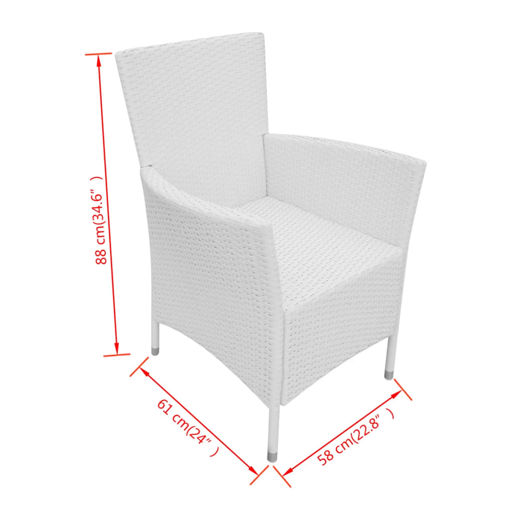 Set da Pranzo da Giardino 9 pz in Polyrattan Bianco Crema