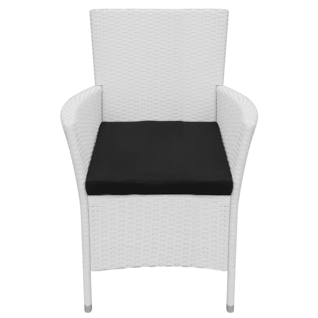 Set da Pranzo da Giardino 5 pz in Polyrattan Bianco Crema