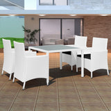 Set da Pranzo da Giardino 5 pz in Polyrattan Bianco Crema