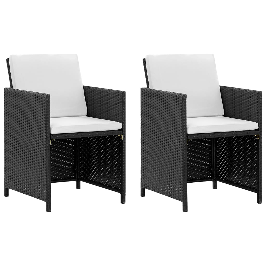 Set da Pranzo da Giardino 5 pz con Cuscini in Polyrattan Nero