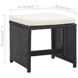 Set da Pranzo da Giardino 9 pz con Cuscini in Polyrattan Nero