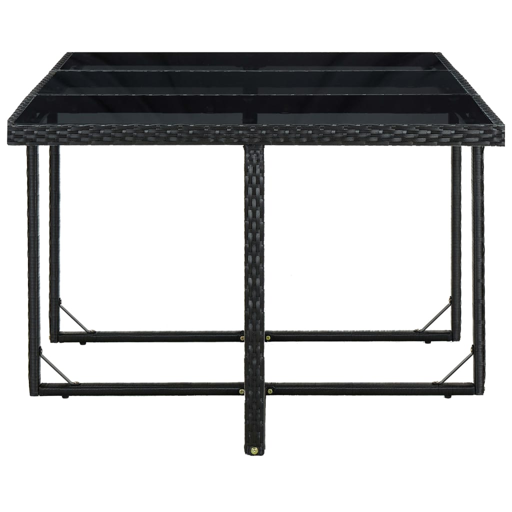 Set da Pranzo da Giardino 11 pz con Cuscini in Polyrattan Nero