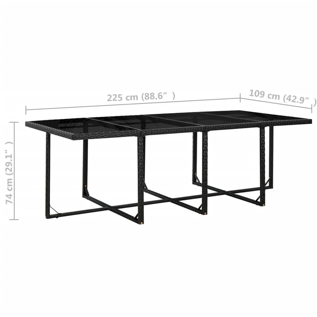 Set da Pranzo da Giardino 13 pz con Cuscini in Polyrattan Nero