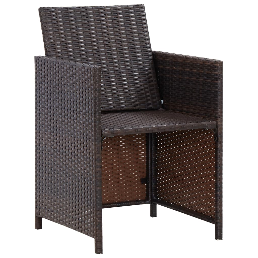 Set da Pranzo da Giardino 5 pz con Cuscini Polyrattan Marrone