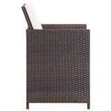 Set da Pranzo da Giardino 9 pz con Cuscini Polyrattan Marrone