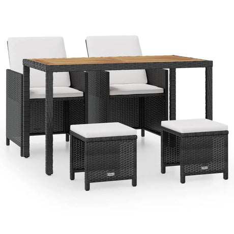 Set da Pranzo da Giardino 5 pz Polyrattan e Legno Acacia Nero