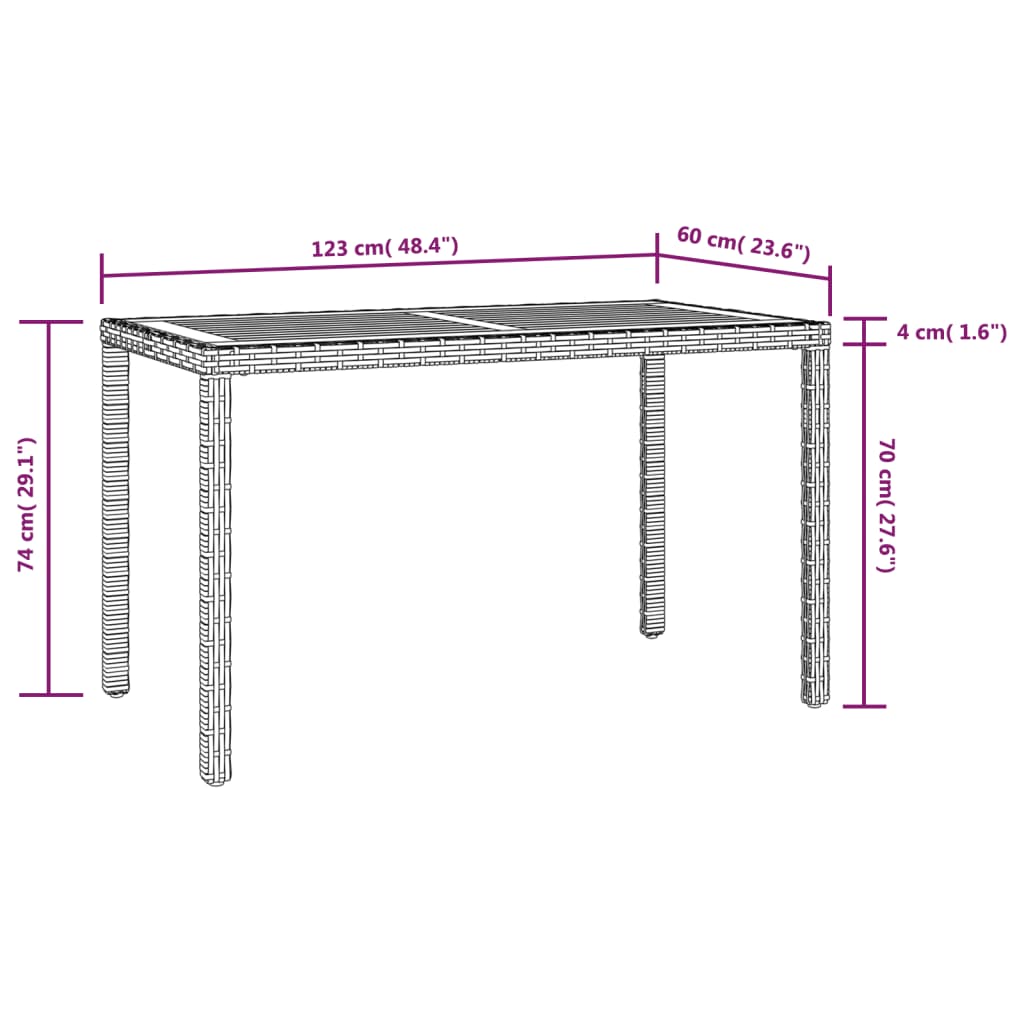 Set da Pranzo da Giardino 5 pz Polyrattan e Legno Acacia Nero