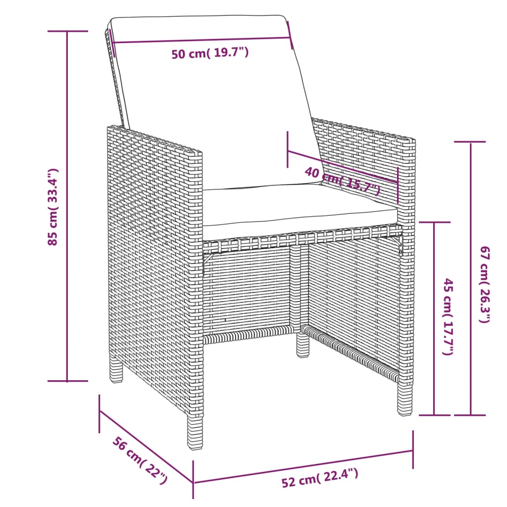 Set da Pranzo da Giardino 5 pz Polyrattan e Legno Acacia Nero